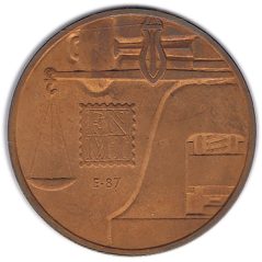 Medalla cobre E-87. III Exposición Numismática 1987.