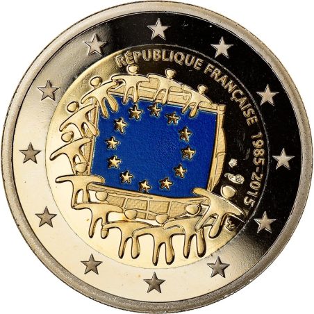 moneda Francia 2 euros 2015. 30 Años bandera de Europa. Proof