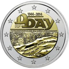 moneda conmemorativa 2 euros Francia 2014. Dia D. Proof