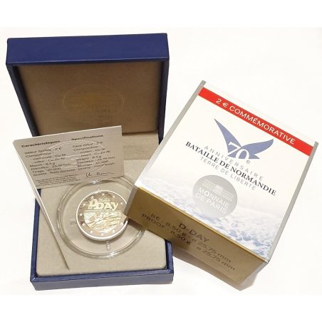 moneda conmemorativa 2 euros Francia 2014. Dia D. Proof  - 1