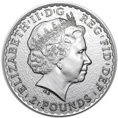 Moneda onza de plata Britannia 2 Pounds Inglaterra 2015. Con oro