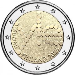 moneda conmemorativa 2 euros Finlandia 2026 Yle Radio.  - 1
