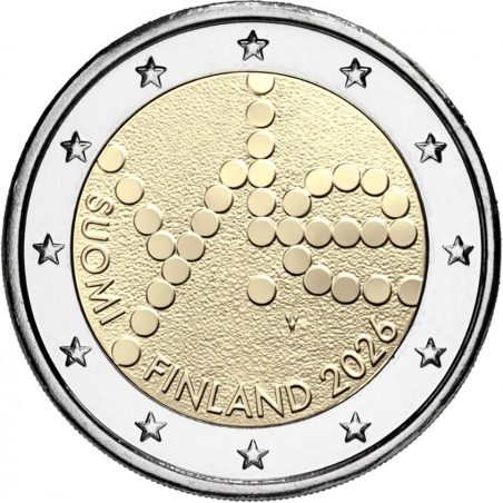 moneda conmemorativa 2 euros Finlandia 2026 Yle Radio.  - 1