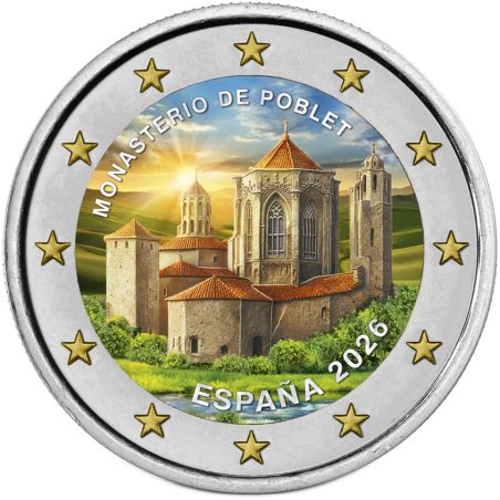 moneda conmemorativa 2 euros España 2026 Monasterio Poblet. Color A  - 1