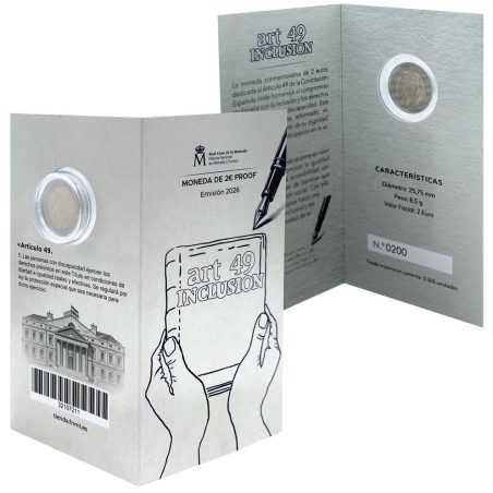 Cartera oficial euroset 2 Euros España 2026 Inclusión. Proof  - 1
