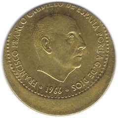 1 Peseta 1966 *19-68. Madrid. SC. Desplazada  - 1