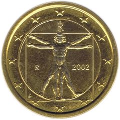 Moneda de 1 euro de Italia 2002. SC. Chapada oro  - 1