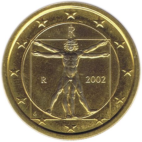 Moneda de 1 euro de Italia 2002. SC. Chapada oro  - 1