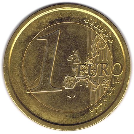 Moneda de 1 euro de Italia 2002. SC. Chapada oro