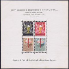 Hoja Viñetas XXXV Congreso Eucarístico Internacional Barcelona 1952  - 1