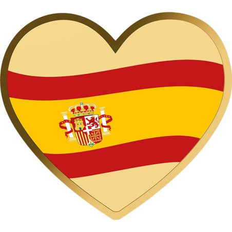 Moneda de oro Tchad 3000 Francs. Corazón Bandera España.  - 1