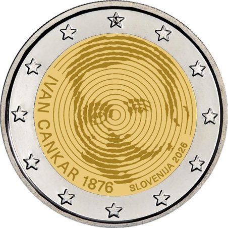 moneda conmemorativa 2 euros Eslovenia 2026 Ivan Cankar  - 1