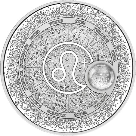 moneda Austria 20 Euros 2026 Zodiaco Leo. Cristal de Roca. Plata