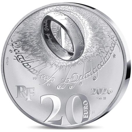Francia 2026 20€ Señor de los Anillos. El Anillo Único. Onza Plata