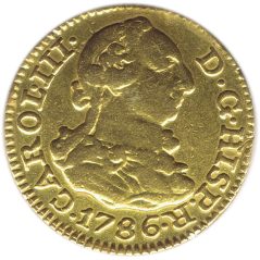 Moneda de oro 1/2 Escudo 1786 Carlos III Madrid DV.  - 1