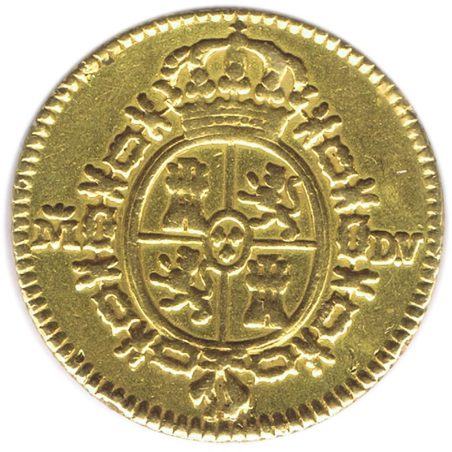Moneda de oro 1/2 Escudo 1786 Carlos III Madrid DV.