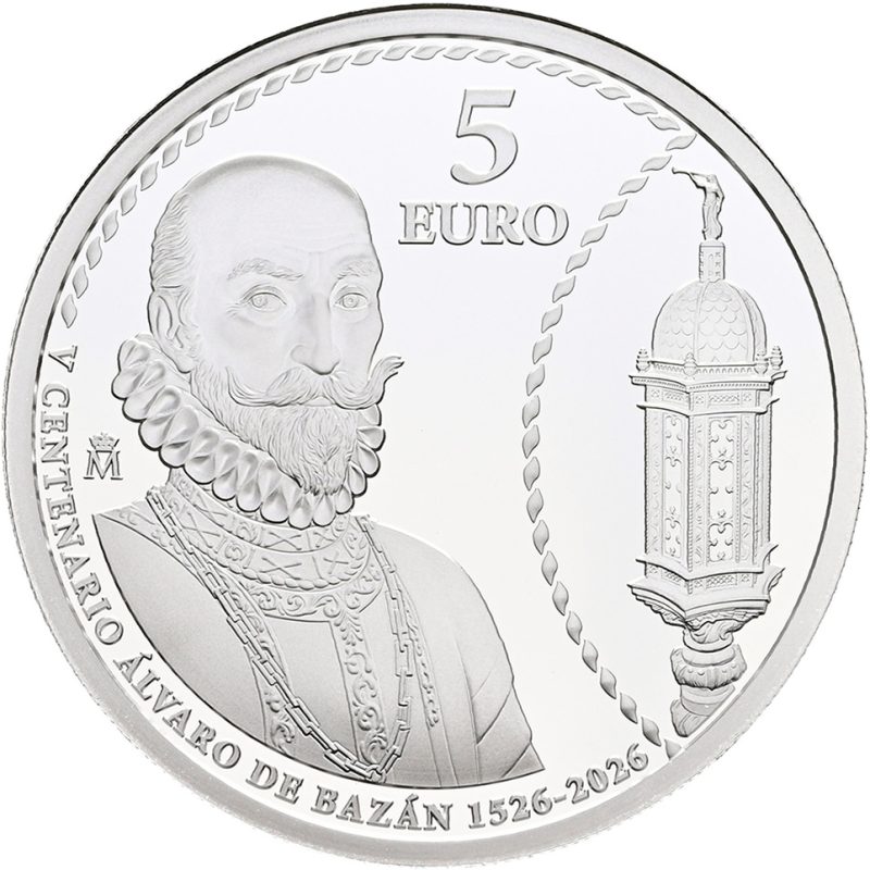Moneda 2026 V Centenario Álvaro de Bazán. 5 euros. Plata - 1 Moneda 2026 V Centenario Álvaro de Bazán. 5 euros. Plata - 1