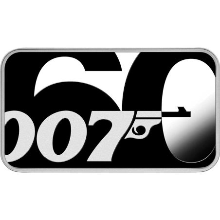 Moneda onza de plata 1$ Tuvalu 007 James Bond 2021. Lingote  - 1