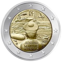 moneda conmemorativa 2 euros Francia 2026 400 Años Marina Nacional  - 1