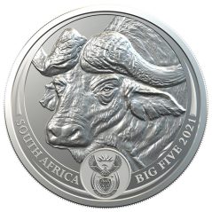 Moneda onza de plata 5 Rand Sudafrica 2021 Buffalo.  - 1