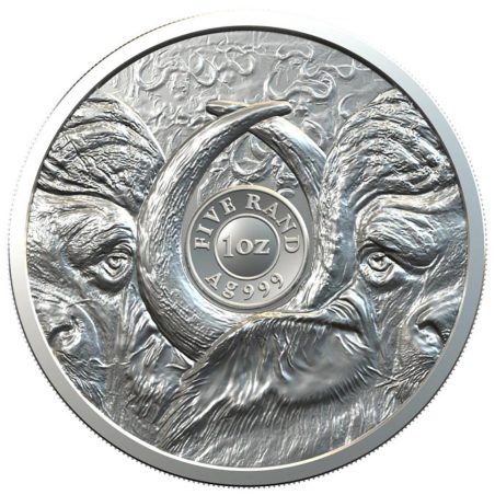 Moneda onza de plata 5 Rand Sudafrica 2021 Buffalo.