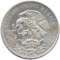 Moneda de plata 25 pesos Mexico 1968 Juegos Olímpicos. Color