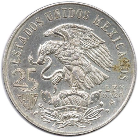 Moneda de plata 25 pesos Mexico 1968 Juegos Olímpicos. Color