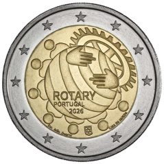 moneda conmemorativa 2 euros Portugal 2026 Centenario Rotary  - 1