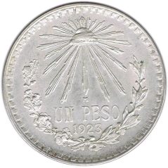 Moneda de plata 1 peso Mexico 1923.  - 1