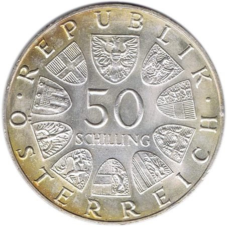 Moneda de plata 50 schilling Austria 1969 Maximiliano I.