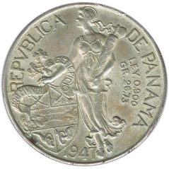 Moneda de plata Panamá UN Balboa 1947 Libertad.