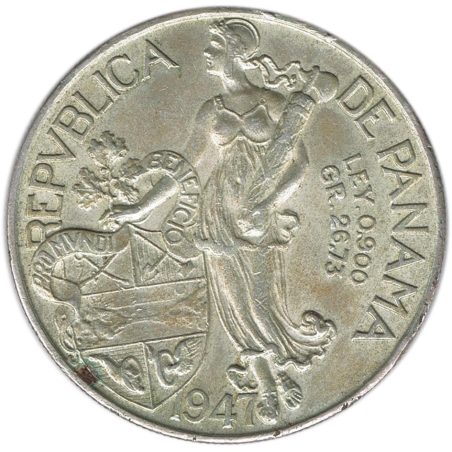Moneda de plata Panamá UN Balboa 1947 Libertad.
