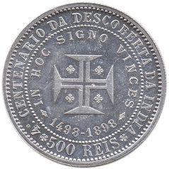 Moneda de plata 500 Reis Portugal 1898 Descubrimiento de la India.