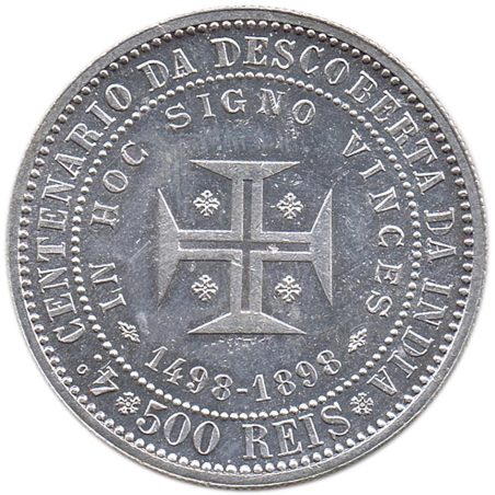 Moneda de plata 500 Reis Portugal 1898 Descubrimiento de la India.