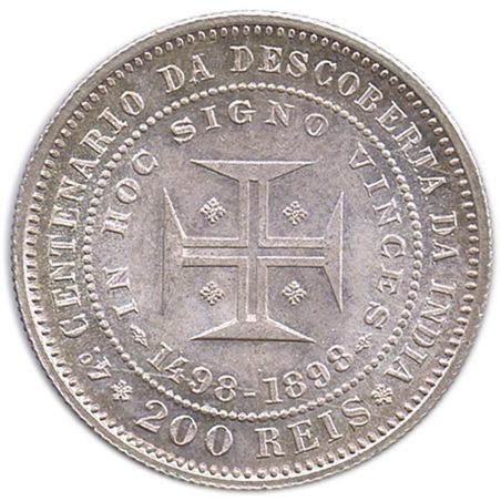Moneda de plata 200 Reis Portugal 1898 Descubrimiento de la India.