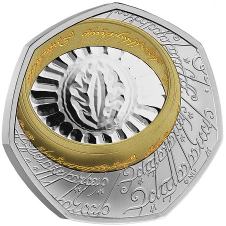 Moneda de plata 50 Pounds Inglaterra 2026 El Señor de los Anillos. Proof.