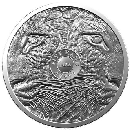 Moneda onza de plata 5 Rand Sudafrica 2020 Leopardo.