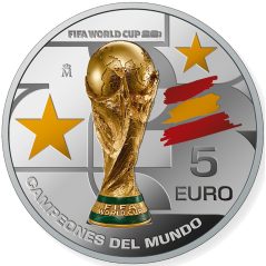 Moneda 2026 Campeones Copa Mundial de la Fifa. 5 euros. Plata color.  - 1
