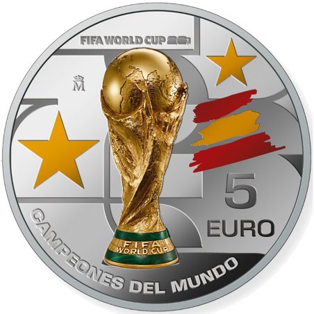Moneda 2026 Campeones Copa Mundial de la Fifa. 5 euros. Plata color.  - 1