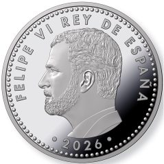 Moneda 2026 Campeones Copa Mundial de la Fifa. 5 euros. Plata color.