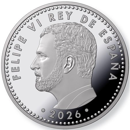 Moneda 2026 Campeones Copa Mundial de la Fifa. 5 euros. Plata color.