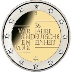 moneda conmemorativa 2 euros Alemania 2025 Unidad Alemana.  - 1