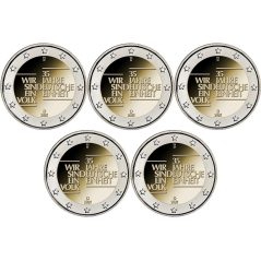 moneda conmemorativa 2 euros Alemania 2025 Unidad Alemana. 5 cecas  - 1