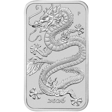 Moneda onza de plata Australia 1$ Dragón 2026. Lingote  - 1