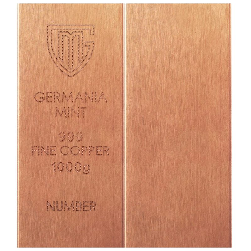 Lingote de cobre puro de 1 kilogramo. Germania Mint - 1 Lingote de cobre puro de 1 kilogramo. Germania Mint - 1