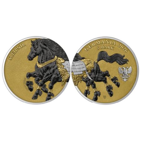 Monedas onza de plata Alemania 5 Mark 2026 Sleipnir Geminus. 2 monedas