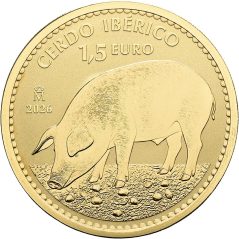 Moneda 2026 Onza de oro 1.5€ Cerdo Ibérico.  - 1