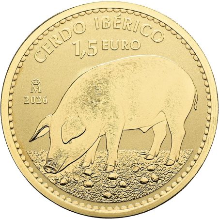 Moneda 2026 Onza de oro 1.5€ Cerdo Ibérico.  - 1