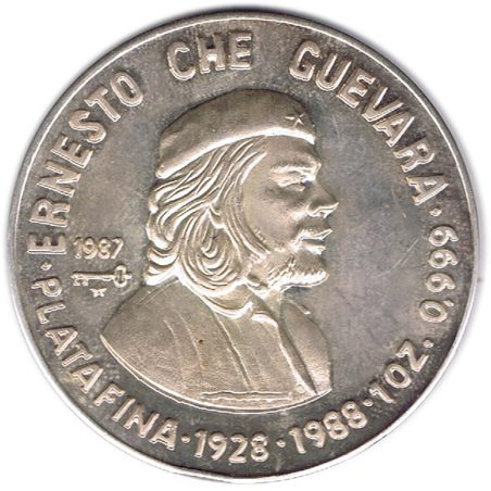 Moneda de plata 10 pesos Cuba 1978 Ernesto Che Guevara.  - 1
