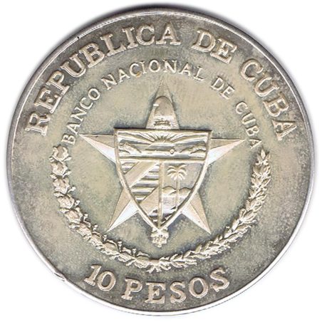 Moneda onza de plata 10 pesos Cuba 1987 Che Guevara.